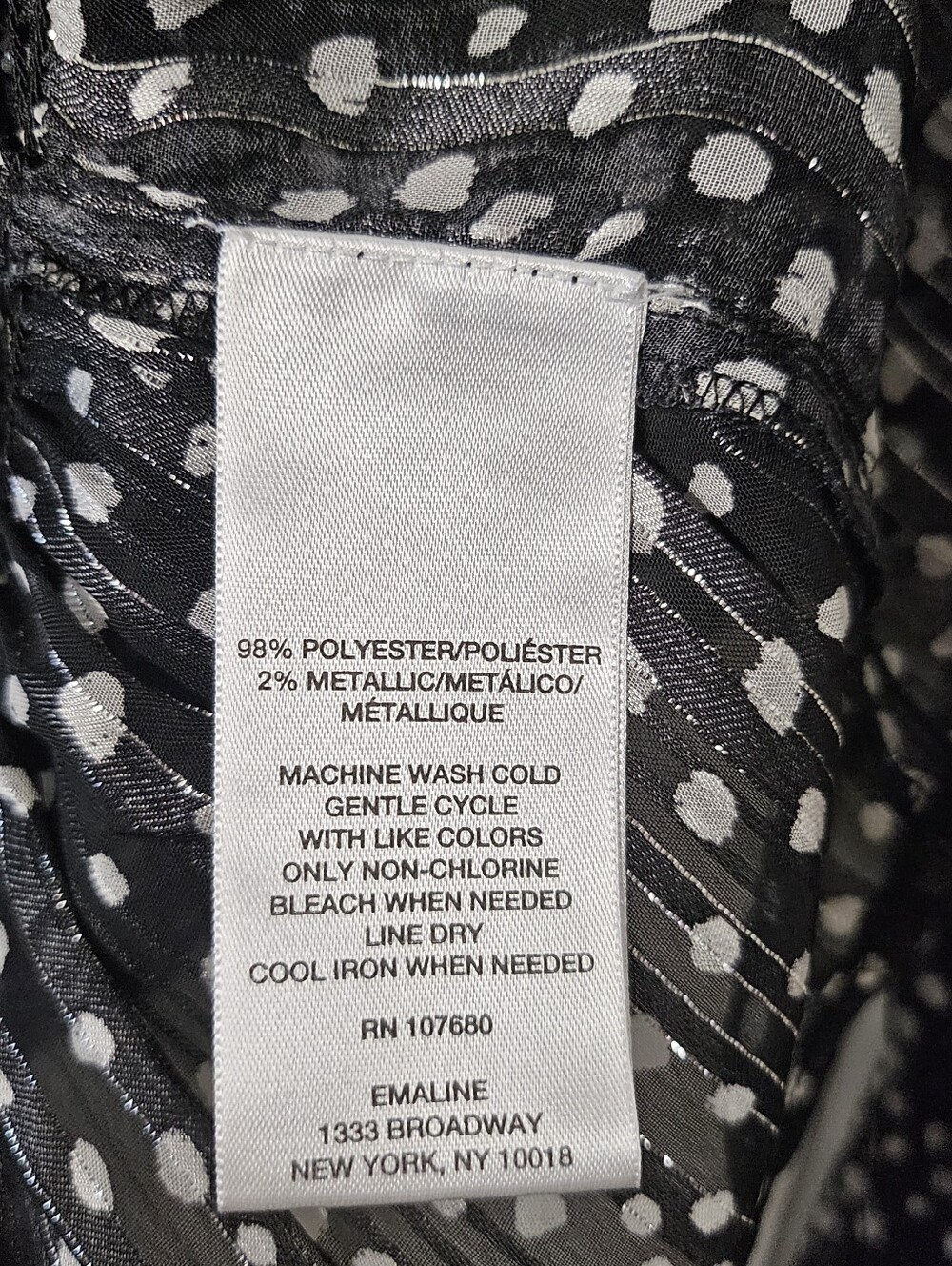 Emaline Petite Large Black Polka Dot Blouse Ruffle Smocked Peplum Sheer Metallic - Picture 9 of 14